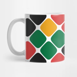 Diagonal Squircle Pattern (Rasta Colours) Mug